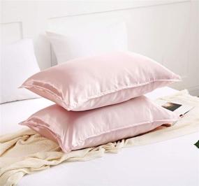 img 1 attached to 🌸 QZY Memory Satin Pillowcase for Hair and Skin,2 Pack - Standard/Queen Size (20x30 inches) - Envelope Closure, Pink