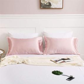 img 2 attached to 🌸 QZY Memory Satin Pillowcase for Hair and Skin,2 Pack - Standard/Queen Size (20x30 inches) - Envelope Closure, Pink