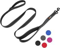 🐾 premium wz pet dog leash - 5ft long, heavy duty with traffic padded two handles for safe training and control - reflective leash for small, medium, large dogs (black) logo