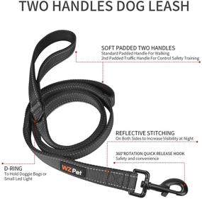 img 2 attached to 🐾 Premium WZ PET Dog Leash - 5ft Long, Heavy Duty with Traffic Padded Two Handles for Safe Training and Control - Reflective Leash for Small, Medium, Large Dogs (Black)