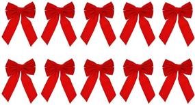 img 2 attached to 🎄 Red Velvet Christmas Wreath Bow Set of 10 - 9x13 inch - Ideal for Garland, Large Gifts, Parties - Indoor/Outdoor Christmas Decorations