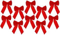 🎄 red velvet christmas wreath bow set of 10 - 9x13 inch - ideal for garland, large gifts, parties - indoor/outdoor christmas decorations logo