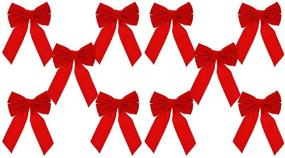 img 1 attached to 🎄 Red Velvet Christmas Wreath Bow Set of 10 - 9x13 inch - Ideal for Garland, Large Gifts, Parties - Indoor/Outdoor Christmas Decorations