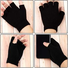 img 2 attached to URATOT Unisex Fingerless Gloves Stretchy
