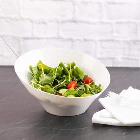 img 2 attached to Majestic Settings 5-Pack Disposable White Angled Plastic Serving Bowls for Parties: Square Disposable Snack and Salad Bowls with Large 60 oz Capacity in White