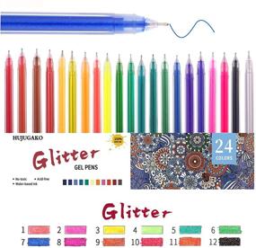 img 2 attached to 🖊️ HUJUGAKO Gel Pen Glitter - Fine Tip Pens for Coloring, Drawing, and Bullet Journaling - 24 Vibrant Colors