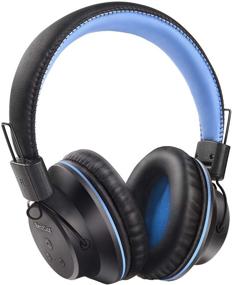 img 4 attached to BestGot S1 Bluetooth Headphones: Wireless Over-Ear Foldable Headset with Built-in Mic, Soft Memory-Protein Earmuffs for PC/Phone/Tablets/TV - Black/Blue