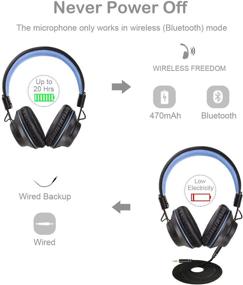 img 2 attached to BestGot S1 Bluetooth Headphones: Wireless Over-Ear Foldable Headset with Built-in Mic, Soft Memory-Protein Earmuffs for PC/Phone/Tablets/TV - Black/Blue