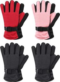 img 4 attached to 4 Pairs of Waterproof Winter Gloves: Warm Camouflage Ski Gloves for Kids – Unisex Cold Weather Gloves for Girls and Boys