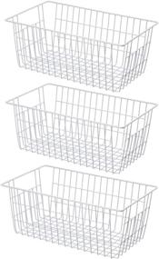 img 4 attached to 🗄️ Efficient Kitchen and Pantry Storage: SANNO Large Freezer Baskets - Set of 3 Metal Wire Organizer Bins for Food, Fruit, and More