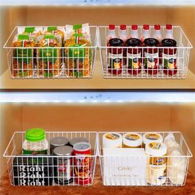 img 3 attached to 🗄️ Efficient Kitchen and Pantry Storage: SANNO Large Freezer Baskets - Set of 3 Metal Wire Organizer Bins for Food, Fruit, and More