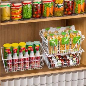 img 2 attached to 🗄️ Efficient Kitchen and Pantry Storage: SANNO Large Freezer Baskets - Set of 3 Metal Wire Organizer Bins for Food, Fruit, and More