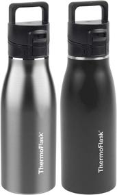 img 4 attached to 🚀 ThermoFlask Travel 17oz FlipLock Mug 2pack Onyx and Steel: Stay Hydrated On-the-Go!