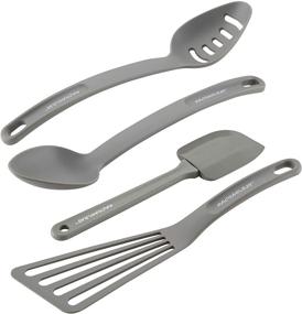 img 4 attached to 🍳 Rachael Ray Cucina Nylon Nonstick Tools Set: 4-Piece, Sea Salt Gray – Efficient Kitchen Utensils for Easy Cooking