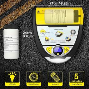 img 3 attached to 🚗 Yellow Portable Air Compressor Tire Repair Kit - Tire Inflator with Sealant, 12V DC Air Pump with LED Light and Digital Display - Ideal for Car, Bicycle, Motorcycle, Balls, and Other Inflatables