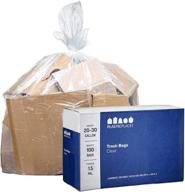 🗑️ plasticplace clear heavy duty trash bags │ 1.5 mil │ 20-30 gallon garbage can liners │ 30" x 36" (100 count), white, w25ldc logo
