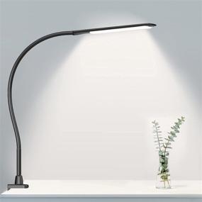 img 4 attached to 🔦 Black LED Desk Lamp with Clamp - Flexible Gooseneck, Touch Control Architect Lamp with Stepless Dimming & Color Temperatures - Eye-Care, Adjustable Arm, 10W - Ideal for Home, Office, Workbench & Reading Work