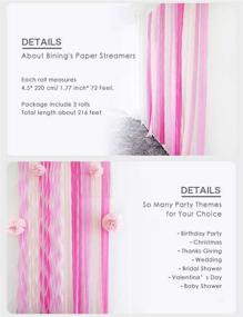 img 3 attached to 🎉 Vibrant Pink Crepe Paper Streamers - 216ft Long, 1.77in Wide, Ideal for Party Decorations, Birthdays, Gatherings, and Holidays