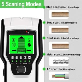 img 2 attached to 🔍 Enhanced 5 in 1 Electronic Wall Scanner for Accurate Detection of Wood, Metal, and AC Wire with Battery, HD LCD Display, and Audio Alarm