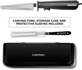 img 1 attached to Chefman Electric Knife Set with Carving Fork & Storage Case - One Touch, 🔪 8 Inch Stainless Steel Blades, Rubberized Black Handle, BPA Free, 120V and Watts, Bonus Included