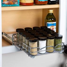 img 1 attached to 🌶️ Chrome Pull Out Spice Rack Organizer for Cabinet – Heavy Duty with 5-Year Limited Warranty (8-3/8"W x 10-3/8"D x 2-1/8"H) – Slide Out for Upper Kitchen Cabinets and Pantry – Perfect for Spices, Sauces, Canned Food, and More!