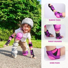 img 2 attached to 🛡️ Kids Youth Safety Gear Set: Adjustable 3-in-1 Protective Gear for Roller Skating, Cycling, Skateboarding, and More (Pink Purple, Ages 6-13)