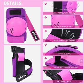 img 1 attached to 🛡️ Kids Youth Safety Gear Set: Adjustable 3-in-1 Protective Gear for Roller Skating, Cycling, Skateboarding, and More (Pink Purple, Ages 6-13)