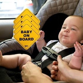 img 2 attached to 🚼 Reflective Safety Baby On Board Car Magnet Signs, 4-Pack, 5x5 inch, Waterproof/Weatherproof, Golden Yellow - Improve your SEO