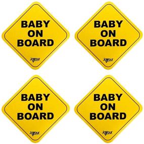 img 4 attached to 🚼 Reflective Safety Baby On Board Car Magnet Signs, 4-Pack, 5x5 inch, Waterproof/Weatherproof, Golden Yellow - Improve your SEO