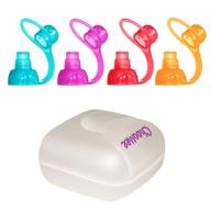 choomee softsip food pouch caps, 4 vibrant colors 🍼 + white case, spill prevention and mouth protection for kids logo