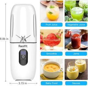 img 2 attached to 🍹 Realfit Personal Blender Mixer - Portable 17 Oz USB Handheld Blender with Six Large Blades, Ideal for Milkshakes and Smoothies - 180W Rechargeable, 4800mAh Capacity