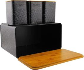 img 3 attached to Stainless Steel HausRoland Bread Box: Stylish Kitchen Counter Storage for Loaves, Pastries, and Dry Food (Black, GS-03052-A405)