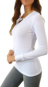 img 3 attached to 🌸 Stay Cozy and Stylish with Pure Look Women's Long Sleeve Waffle Knit Stretch Cotton Thermal Underwear Shirt