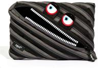 large black zipit wildlings pencil case/cosmetic makeup bag - jumbo size (ztmj-wd-bg) logo