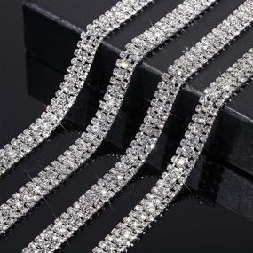 img 2 attached to 💎 Sparkling 3 Yards Crystal Rhinestone Close Chain Trim - Perfect for Crafts (White/Silver Base, 3yd x 0.47in)