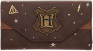 harry potter hogwarts crest tri-fold wallet: stylish faux leather standard design logo