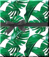 🎁 2-in-1 green and white palm tree gift wrap wrapping paper set-12ft folded sheet with 10 gift tags logo