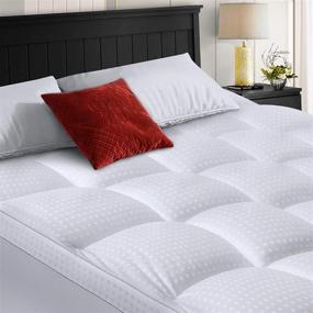 img 4 attached to 🛏️ Cohome King Size Mattress Topper: Extra Thick Cooling Pad with Plush Down Alternative Fill - 400TC Cotton Top for Ultimate Comfort and Deep Pocket Fit (78x80 Inches, White-Classic)