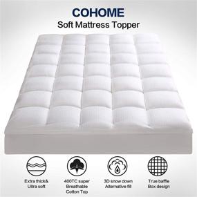 img 3 attached to 🛏️ Cohome King Size Mattress Topper: Extra Thick Cooling Pad with Plush Down Alternative Fill - 400TC Cotton Top for Ultimate Comfort and Deep Pocket Fit (78x80 Inches, White-Classic)
