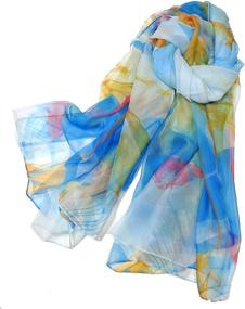 img 3 attached to 🌷 Stunning Shanlin Flower Floral Scarves: Vibrant Yellow Tulip Prints for Women's Fashion Accessories