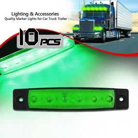 img 3 attached to 🚦 10x 6 LED Clearance Truck Bus Trailer Side Marker Indicators Green Light 12V - Tail/Stop Lamp