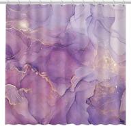 🛀 allenjoy purple marble shower curtain: lavender gold colorful pattern texture abstract fabric bathroom curtains, ink art painting decor, durable bathtub showers decor with 12 hooks, 72x72 inch logo