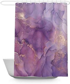 img 2 attached to 🛀 Allenjoy Purple Marble Shower Curtain: Lavender Gold Colorful Pattern Texture Abstract Fabric Bathroom Curtains, Ink Art Painting Decor, Durable Bathtub Showers Decor with 12 Hooks, 72x72 Inch