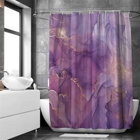 img 3 attached to 🛀 Allenjoy Purple Marble Shower Curtain: Lavender Gold Colorful Pattern Texture Abstract Fabric Bathroom Curtains, Ink Art Painting Decor, Durable Bathtub Showers Decor with 12 Hooks, 72x72 Inch