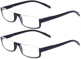 img 4 attached to 👓 Half Moon Frame Reading Glasses with Spring Hinge for Men and Women - Kerecsen 2 Pair Readers