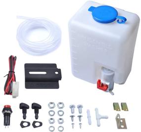 img 4 attached to OTUAYAUTO Universal 12V Windshield Washer Bottle Kit with Fluid Reservoir Spray Pump - OEM: 160186