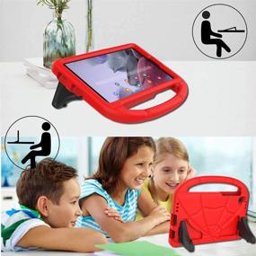 img 2 attached to 👧 Kid-Proof Samsung Galaxy Tab A7 Lite 8.7 Inch Case - Lightweight, Shockproof, Cute Cover with Handle Kickstand in Red