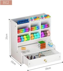 img 3 attached to White Desk Organizer: Spacious DIY Pen Holder and Desktop Stationary Storage Rack for School, Home, and Office (B02)