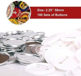 img 3 attached to 🎨 Versatile 100-Piece 58mm/2.25 inch Blank Button Badge Parts Set: Ideal DIY Arts & Crafts Supplies for Button Making Machine, Metal Shells, Clear Mylar, and Plastic Base Components - Perfect Gifts, Presents, Souvenirs