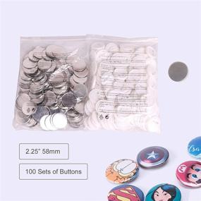 img 2 attached to 🎨 Versatile 100-Piece 58mm/2.25 inch Blank Button Badge Parts Set: Ideal DIY Arts & Crafts Supplies for Button Making Machine, Metal Shells, Clear Mylar, and Plastic Base Components - Perfect Gifts, Presents, Souvenirs